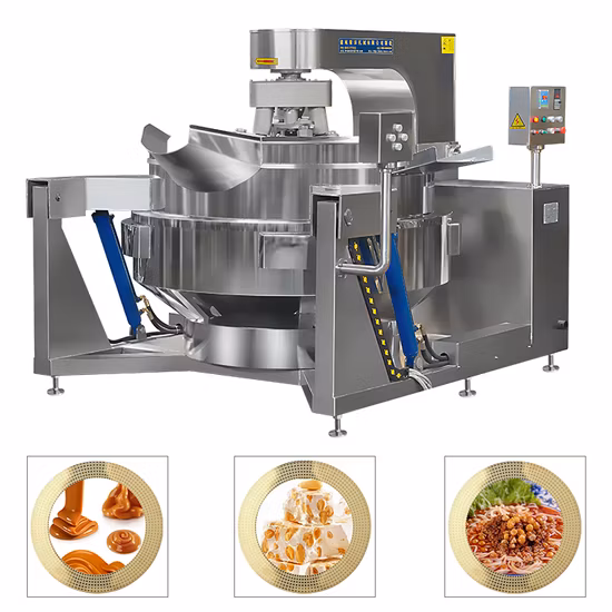 Restaurant Kommerzieller automatischer Multifunktions-Planeten-Kipp-Curry-Chili-Bohnen-Pasten-Misch-Herstellungs-Wok mit elektrischem Gas-Dampf-Hühnersauce-Koch-Wok