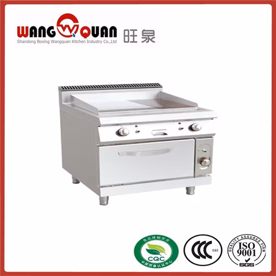 Flache Grillplatte aus elektrischem Eisen mit Halbrillen und Schranksockel