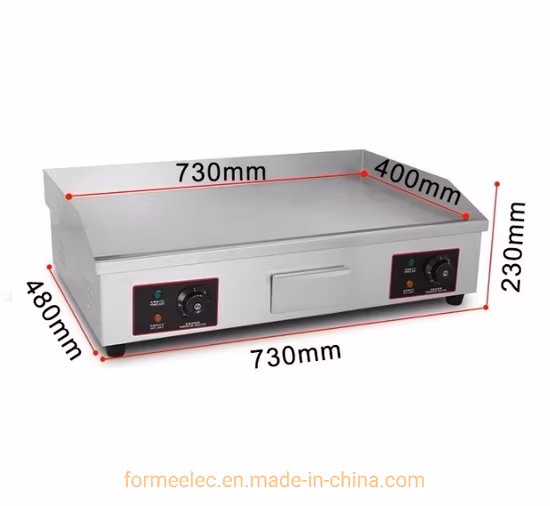 Küchengeräte Elektrogrill 4,4 kW 2/3 flache 1/3 gerillte elektrische Grillplatte